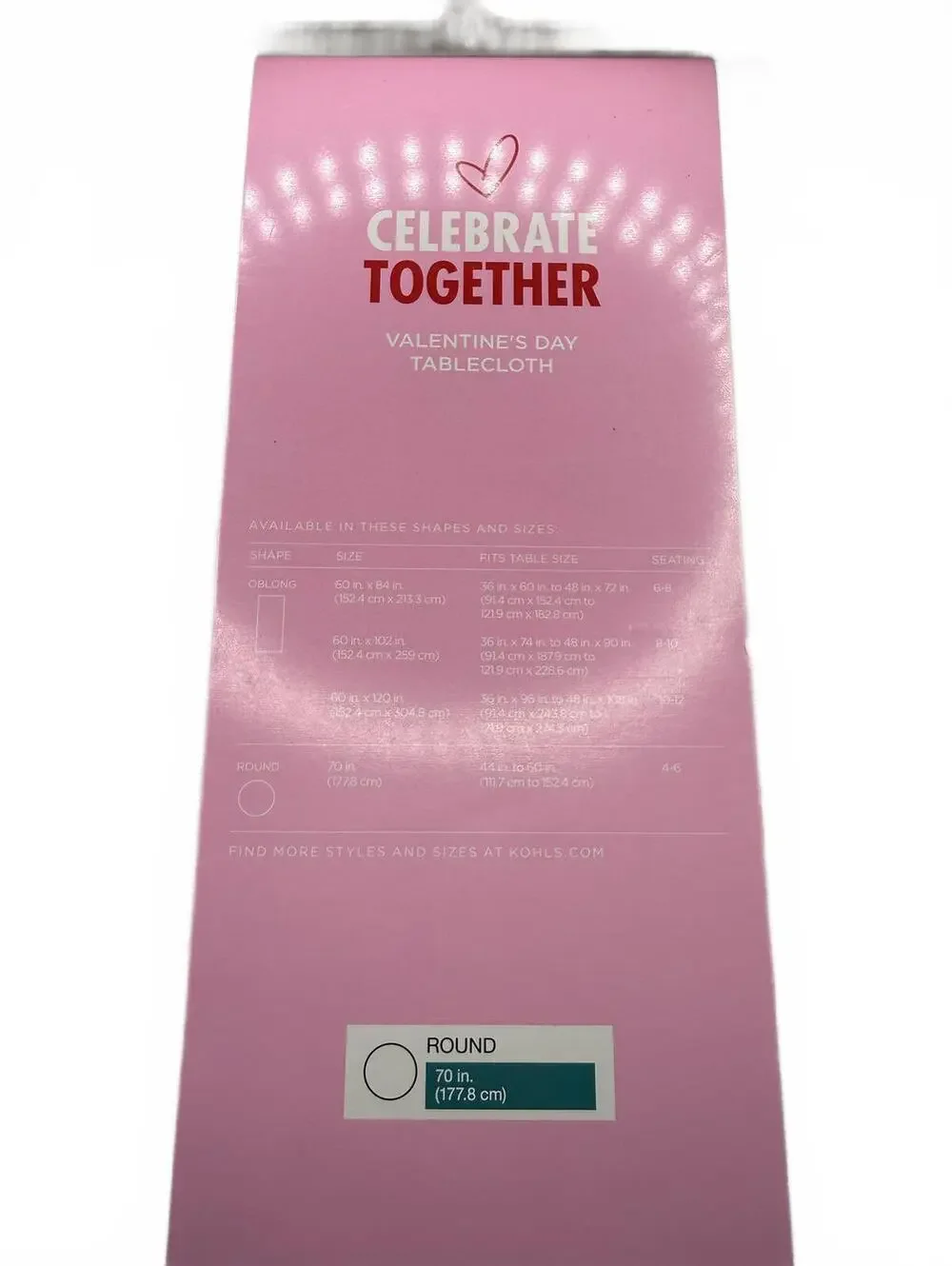 NEW!! Celebrate Together Valentine's Day Round Tablecloth 70 inch